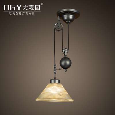 guangdong factory bar restaurant Pulley vintage brushed nickel pendant light