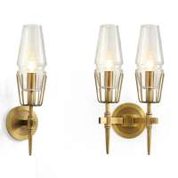 Luxury Designer Lighting Clear Glass Brass Iron Modern Wall Scone Hotel