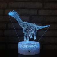 Special dinosaur shape led crack white color base lamp 7 colors changing touch button acrylic slot for kids present