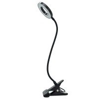 Depuley black long gooseneck USB interface dimmable flexible led clip table lamp for bedside reading