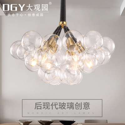 Modern hand blown art glass pendant chandelier light black