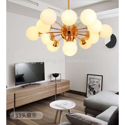 zhongshan modern indoor restaurant gold iron rack round glass ball pendant lamp / lights