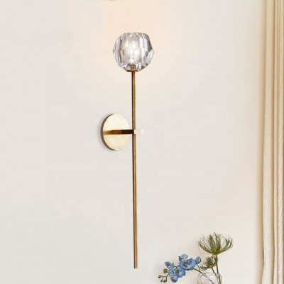 modern single double heads bedroom gold iron brass glass half moon wall light