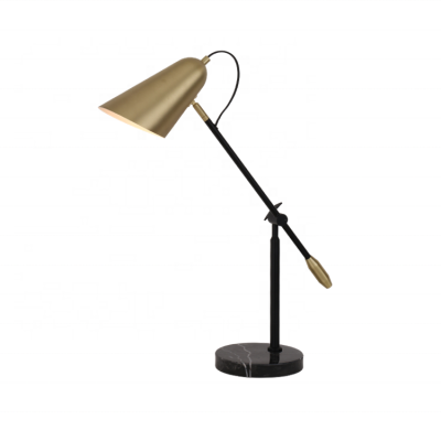 american modern amn art decorative luxury retro small table lamp gold marble base with black lamp arm