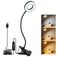 Depuley simple design swing arm adjustable gooseneck dimmable bedside clip table lamp